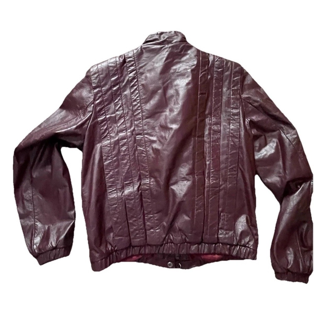 Vintage Verducci Women's Oxblood Leather‎ Moto Bomber Jacket Shearling Quilted - Picture 5 of 14